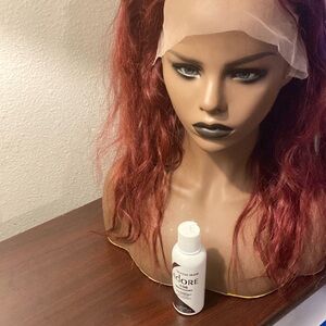 22 inch burgundy human hair Wig I tested to check if it took a dye heat chem.